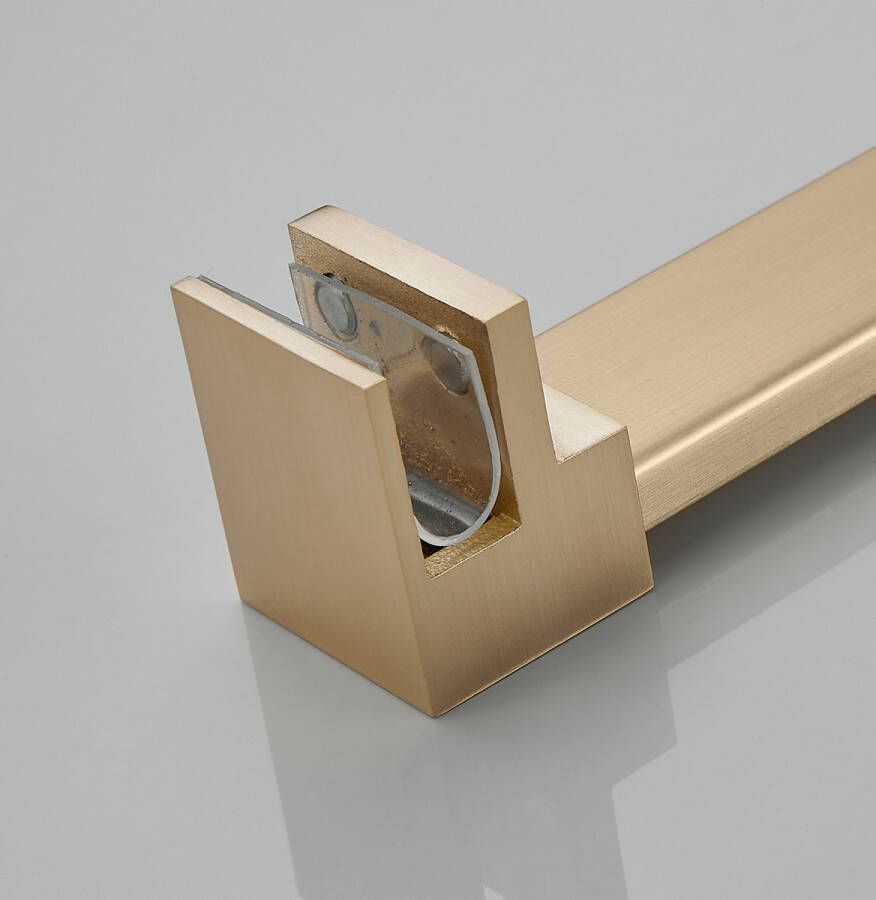 Saniclear Redro glasbevestiging haaks geborsteld messing mat goud