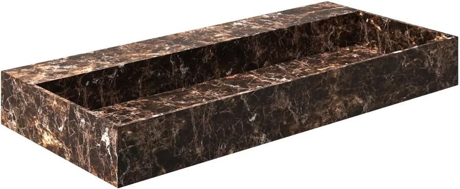 Saniclear Dark Emperador marmeren wastafel 100x46cm zonder kraangat