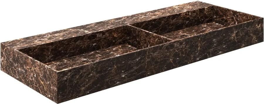 Saniclear Dark Emperador marmeren wastafel 120x46cm zonder kraangaten