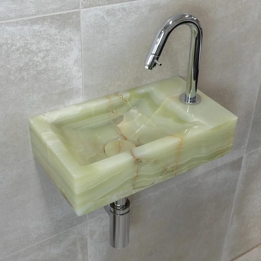 Saniclear Green Onyx fonteinset met gebogen kraan in chroom