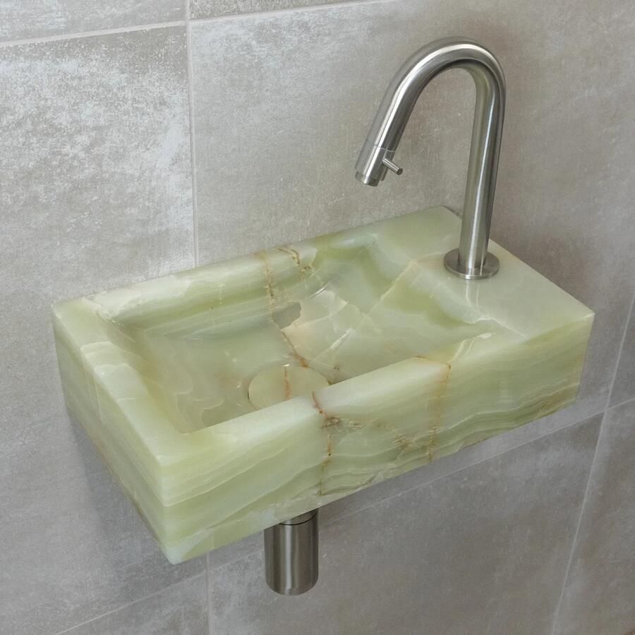 Saniclear Green Onyx fonteinset met gebogen kraan in RVS