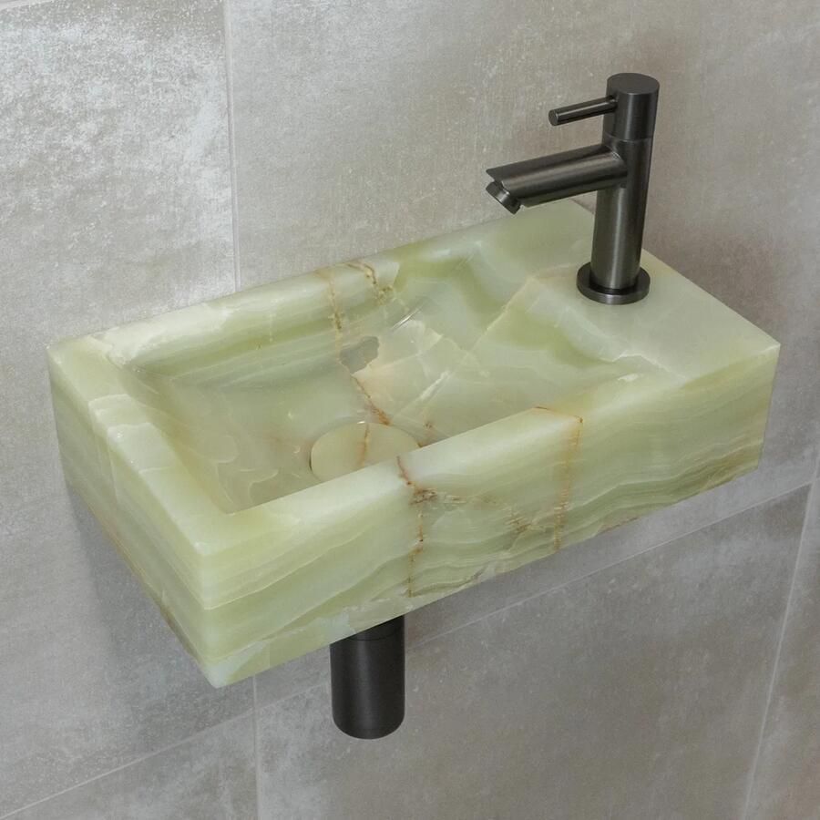 Saniclear Green Onyx fonteinset met rechte kraan in gunmetal