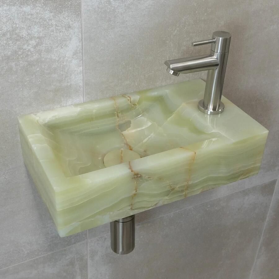 Saniclear Green Onyx fonteinset met rechte kraan in RVS