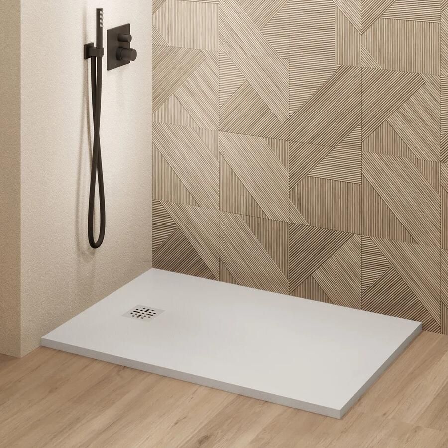 Saniclear Lino douchebak 120x100cm met stone finish wit