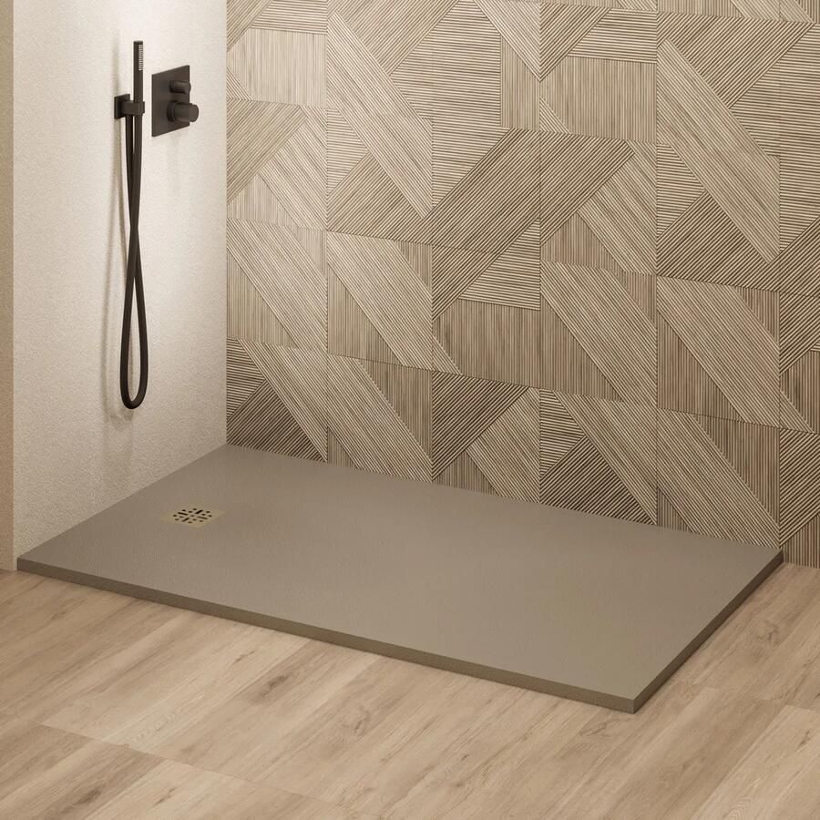 Saniclear Lino douchebak 160x100cm met stone finish capppuccino
