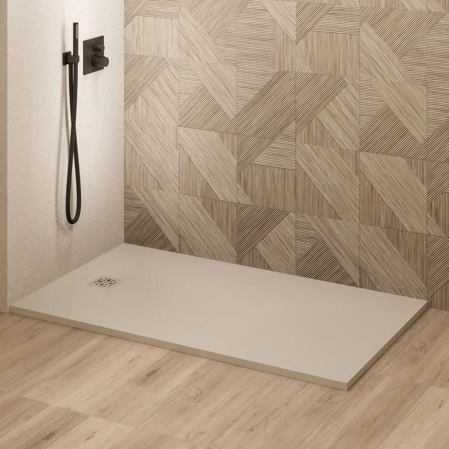 Saniclear Lino douchebak 140x100cm met stone finish cream