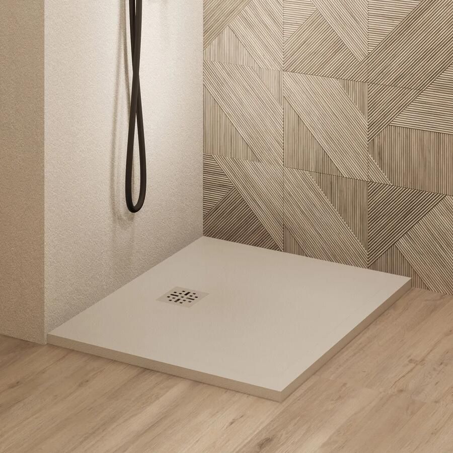 Saniclear Lino douchebak 100x100cm met stone finish cream