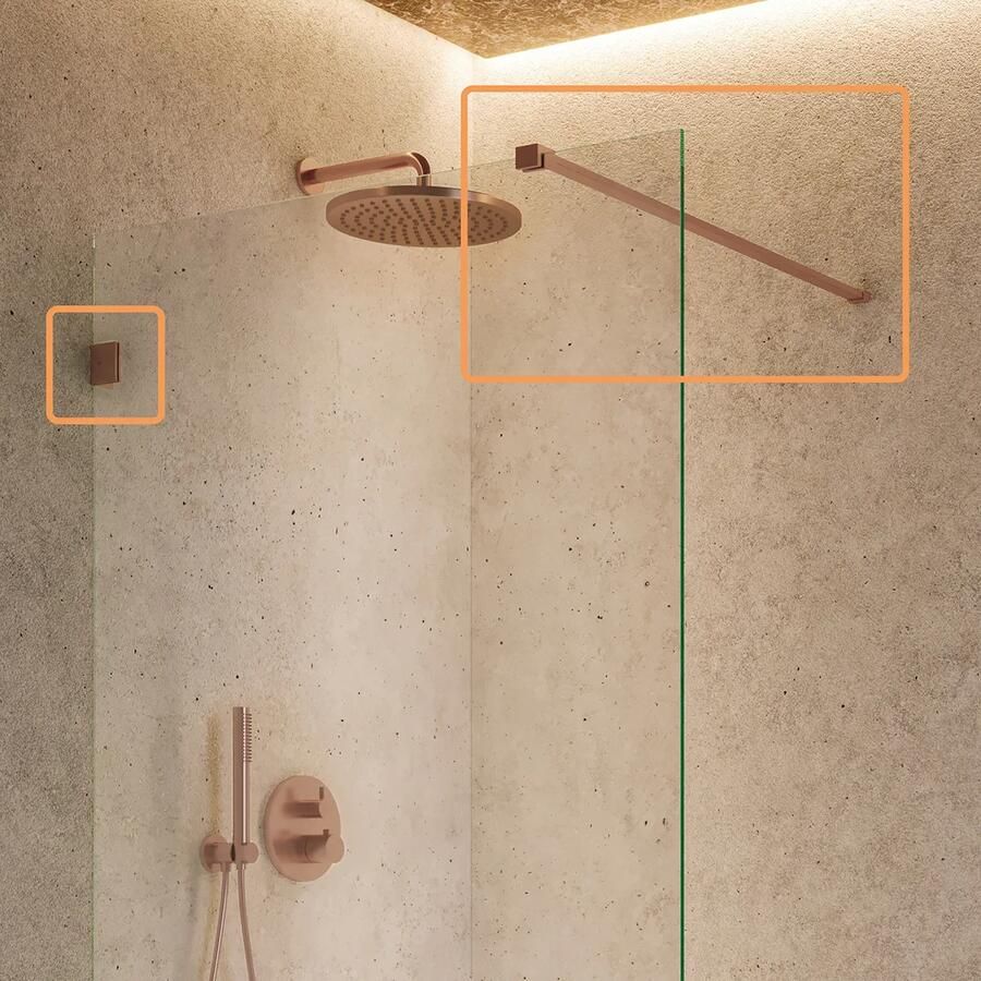 Saniclear Modern klemmen + stabilisatiestang 100cm geborsteld koper