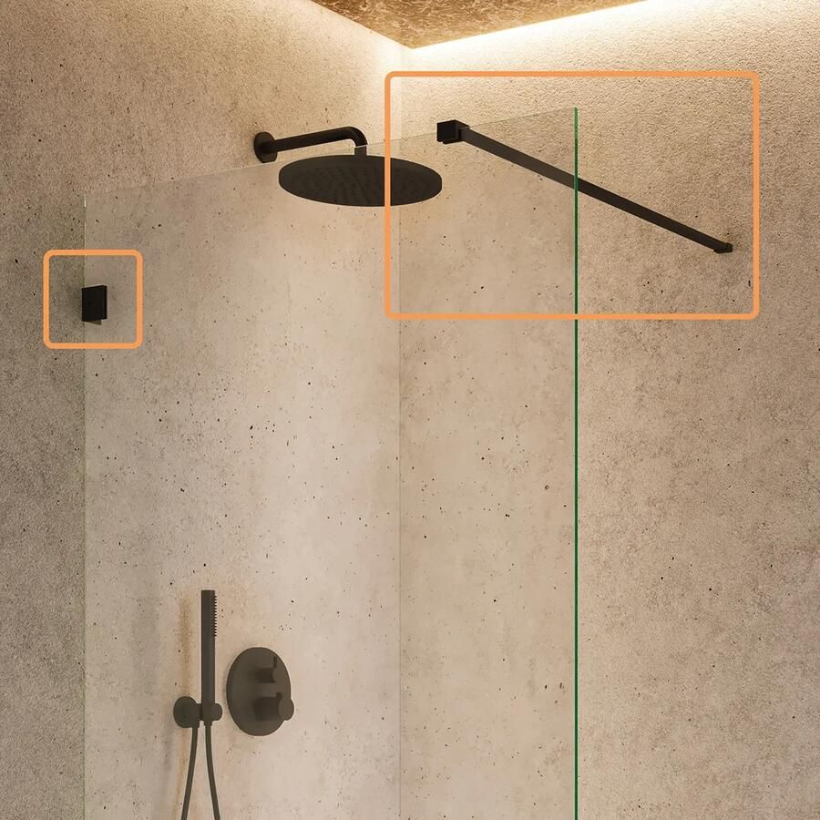 Saniclear Modern klemmen + stabilisatiestang 100cm zwart mat