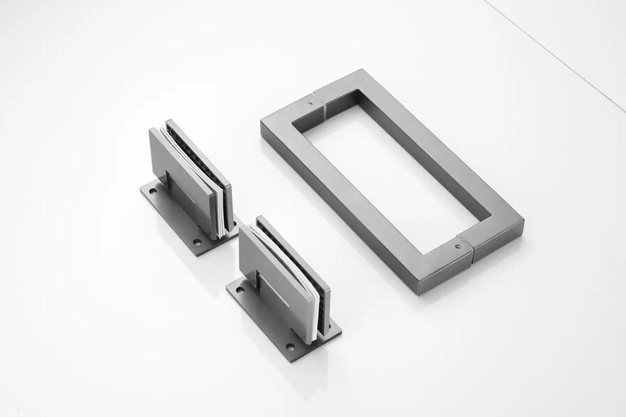 Saniclear Modern scharnieren + handvat voor douchedeur verouderd ijzer gunmetal