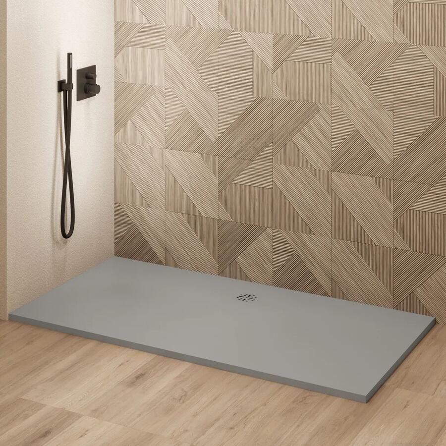 Saniclear Modo douchebak 170x100cm met stone finish lichtgrijs
