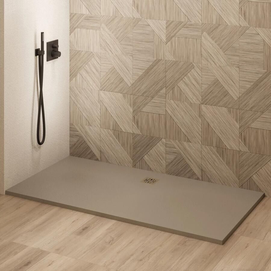Saniclear Modo douchebak 170x100cm met stone finish cappuccino