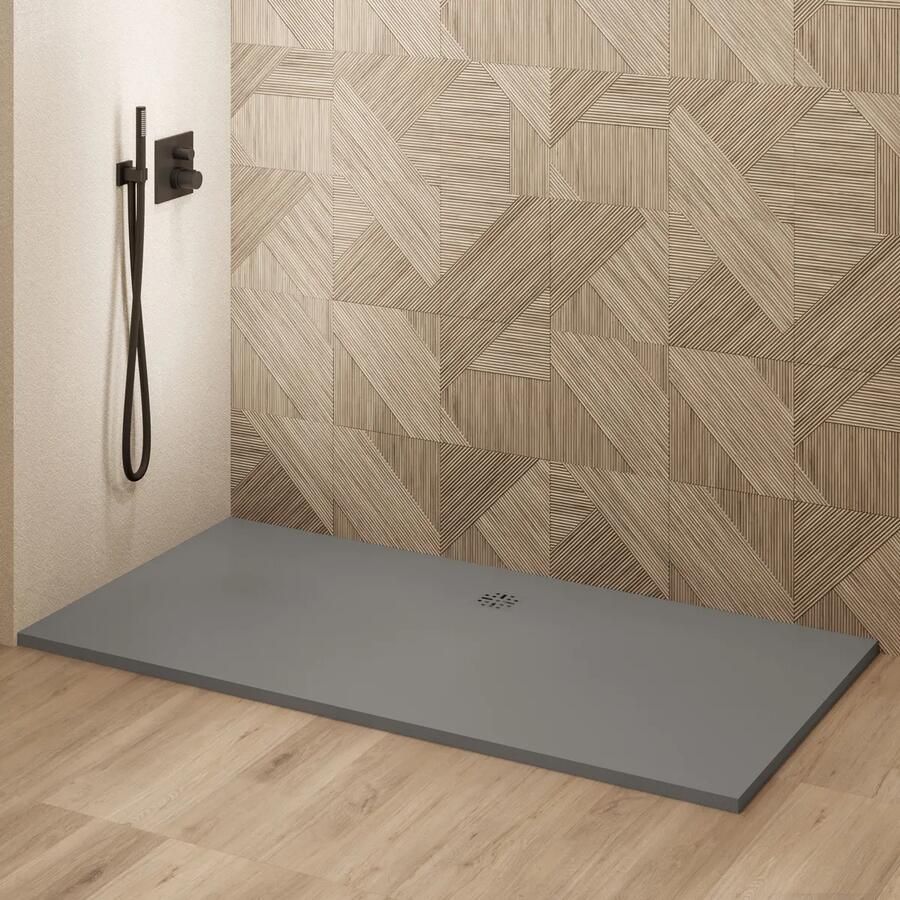 Saniclear Modo douchebak 170x100cm met stone finish donkergrijs