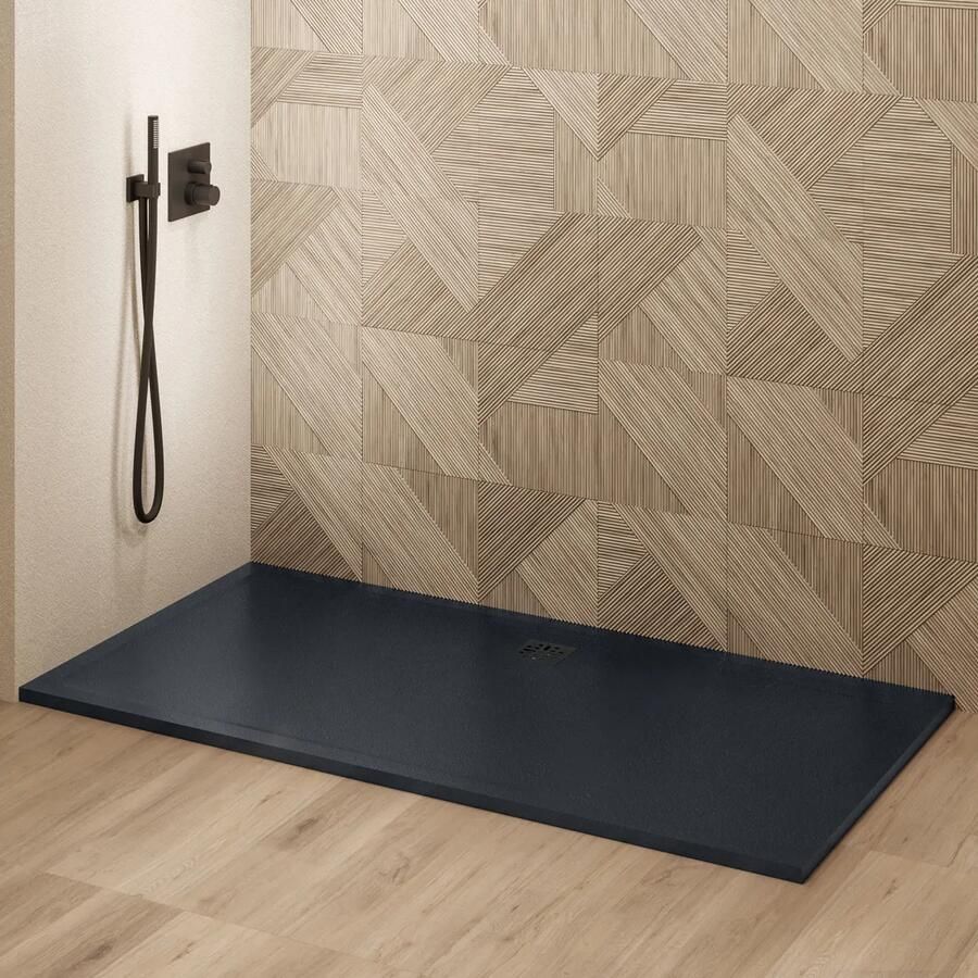 Saniclear Modo douchebak 170x100cm met stone finish zwart