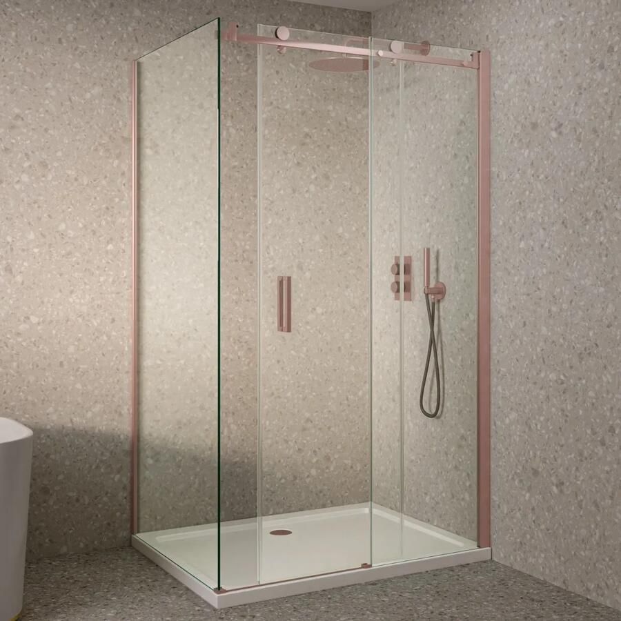 Saniclear Supreme douchecabine 90x90cm anti-kalk geborsteld koper