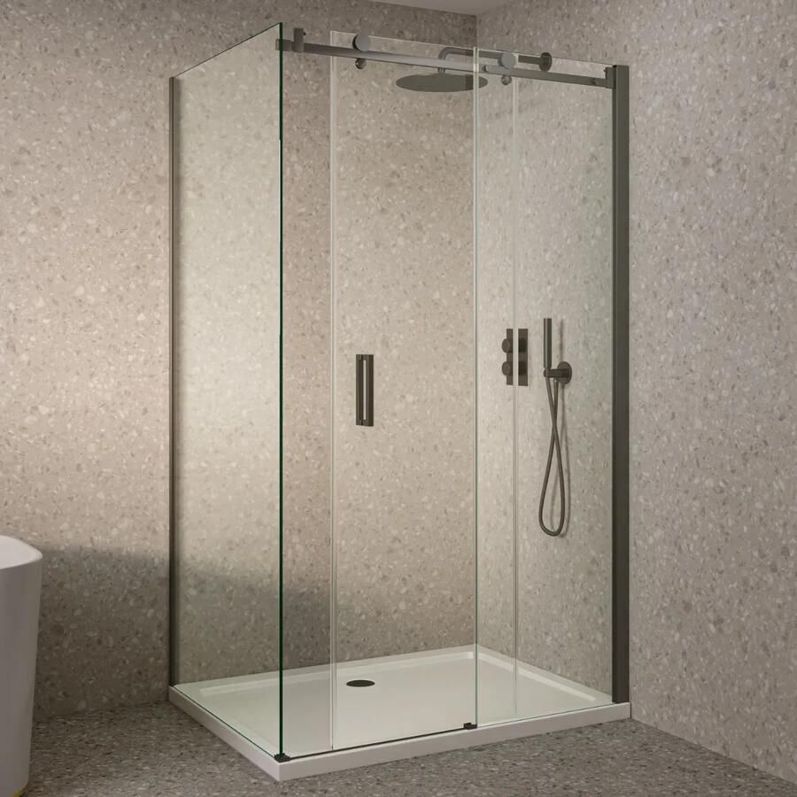 Saniclear Supreme douchecabine 90x90cm anti-kalk verouderd ijzer gunmetal