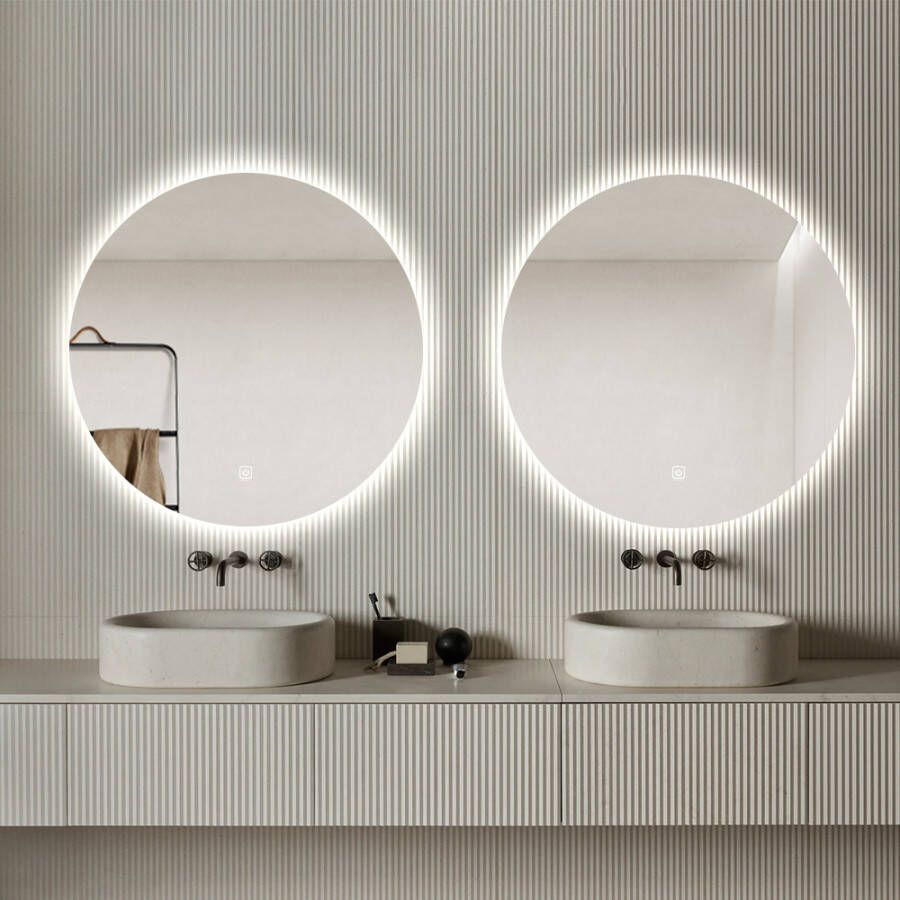 Saniclear Set van 2 Circle ronde spiegels met LED-verlichting 60cm incl. spiegelverwarming