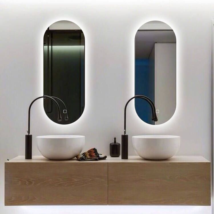 Saniclear Set van 2 Parma ovale spiegels met LED-verlichting en spiegelverwarming 100x50cm