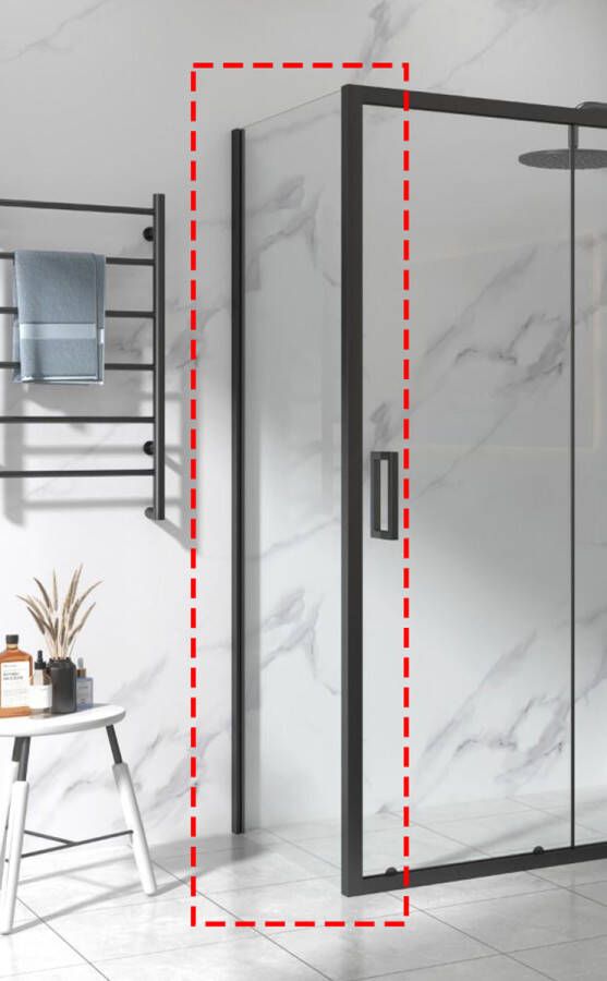 Saniclear SHOWMODEL: Slide black zijwand 80x200cm zwart mat