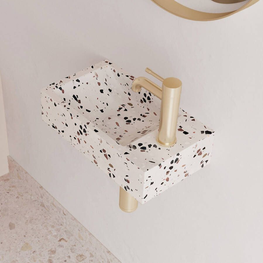 Saniclear Terrazzo fontein met kraangat rechts 39x22x10cm