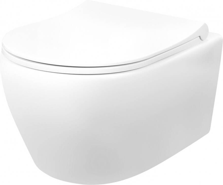 Creavit Toiletpot Hangend Aloni 36x51 5x40cm Wandcloset Keramiek Glans Wit Diepspoel Rimless met Koud Water Hendel