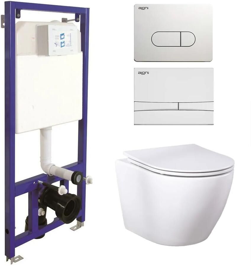 Sanigoods Andes toiletset met Saniclear Itsie randloos toilet wit glans