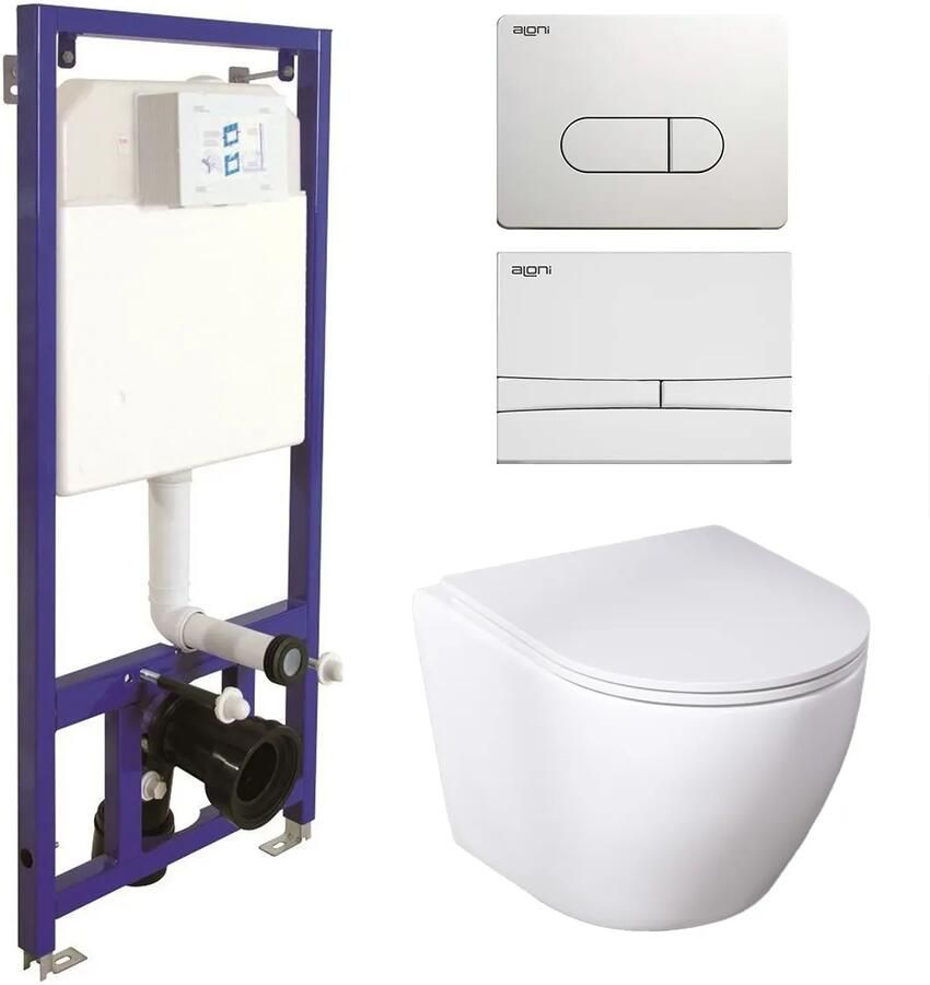 Sanigoods Andes toiletset met Saniclear Itsie randloos toilet wit mat