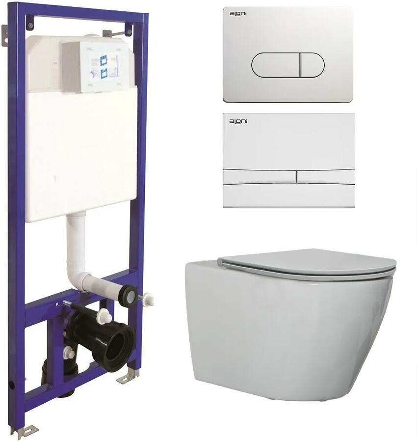 Sanigoods Andes toiletset met Saniclear Jama randloos toilet wit glans