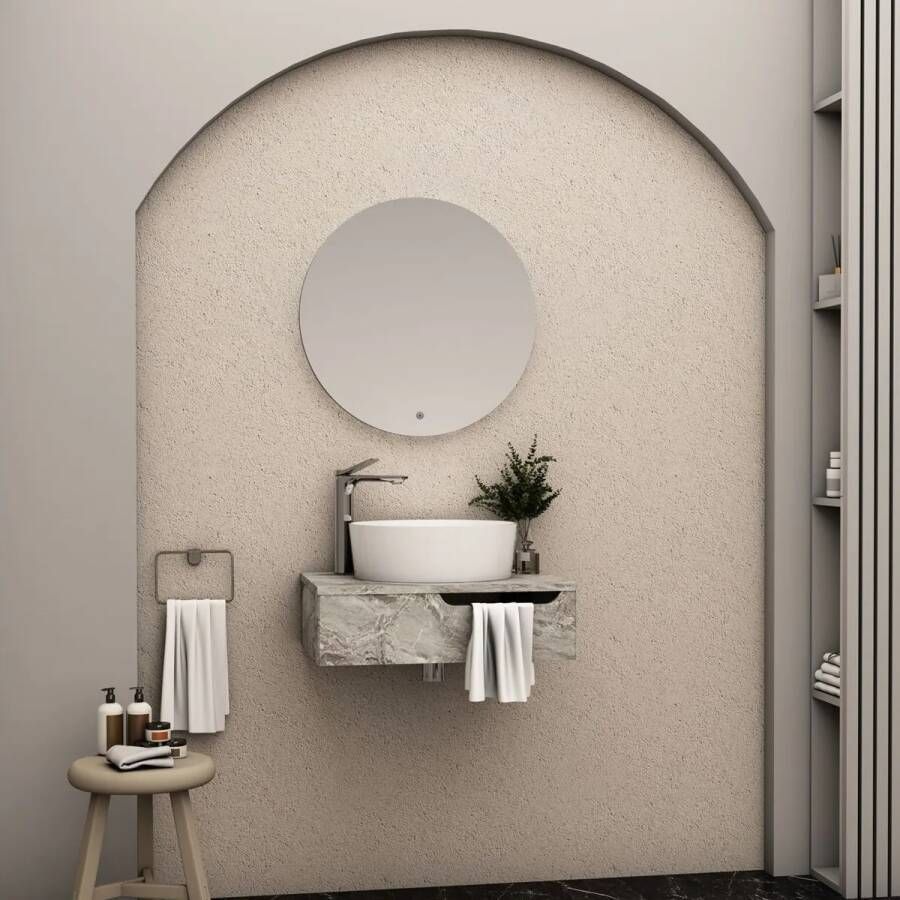 SaniGoods Aven badmeubel met handdoekuitsparing 60cm grijs marmer