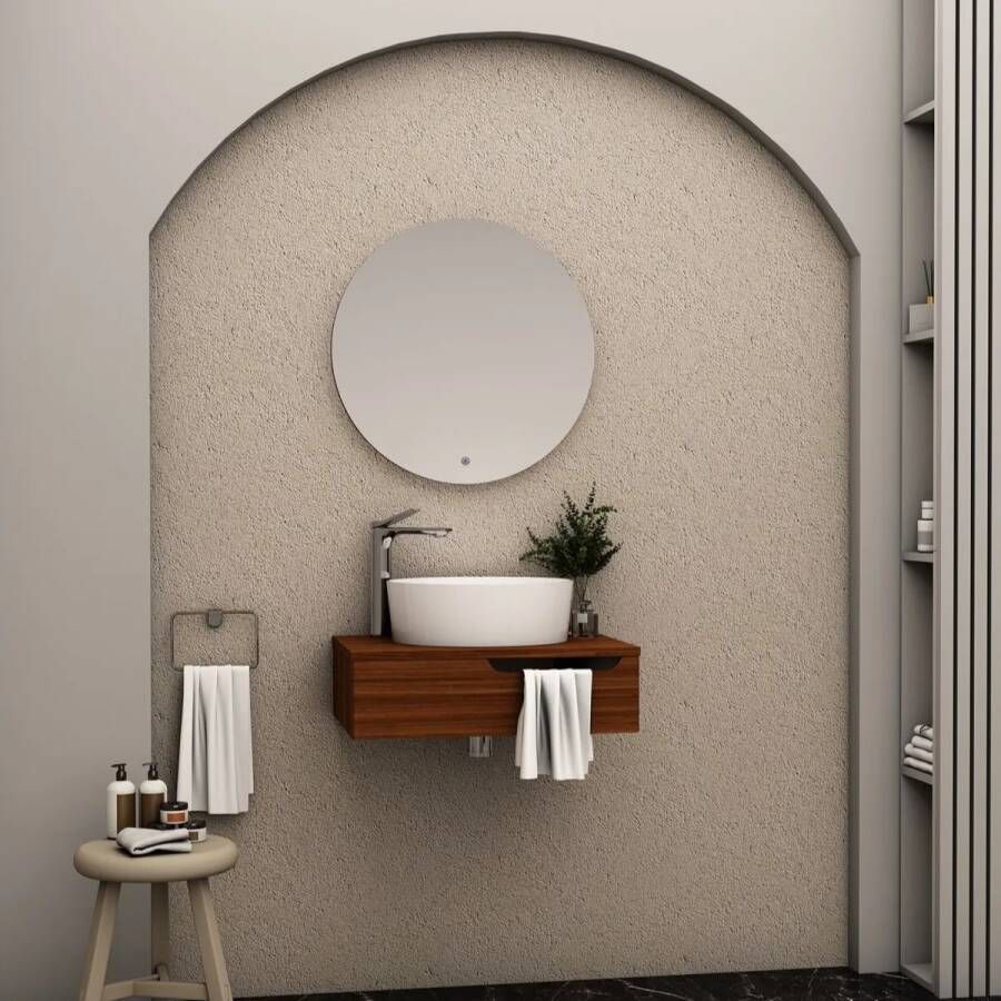 SaniGoods Aven badmeubel met handdoekuitsparing 60cm walnoot