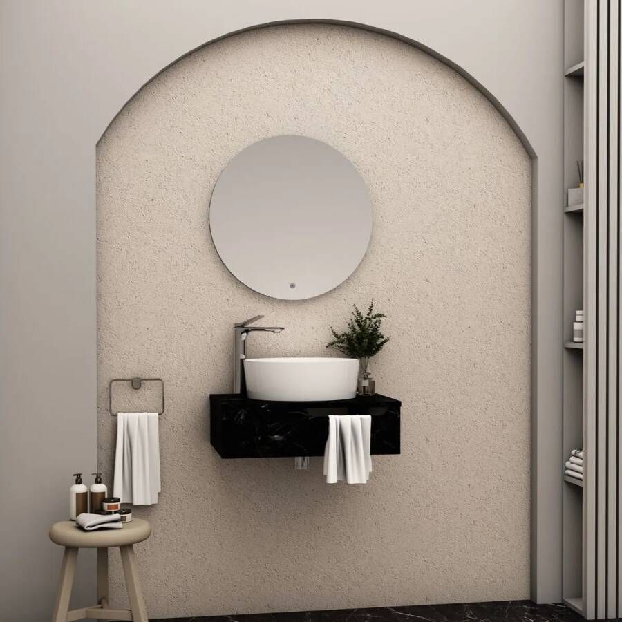 SaniGoods Aven badmeubel met handdoekuitsparing 60cm zwart marmer