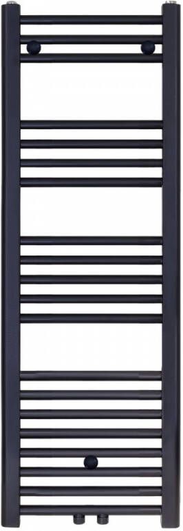 Boss & Wessing Designradiator BWS Nile Gobi 120x40cm Geborsteld Mat Zwart midden zij-aansluiting
