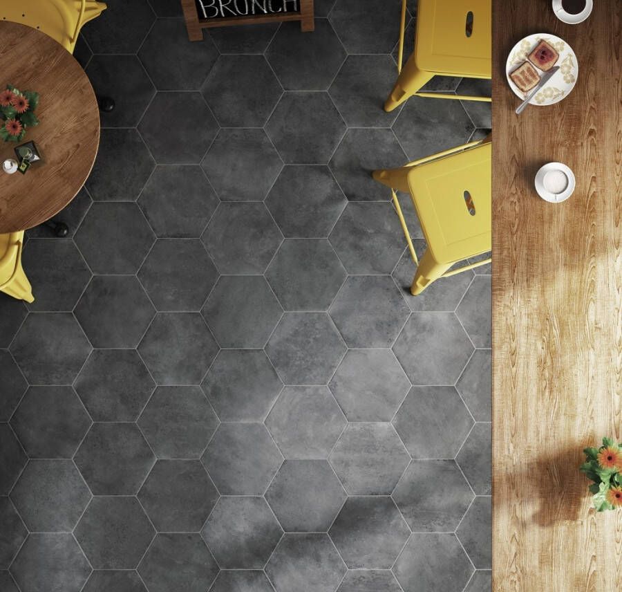 SaniGoods Hexagon tegel Dark grey 29, 2x25, 4 online kopen