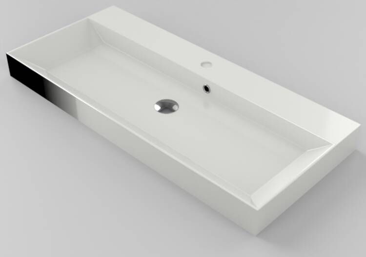 Gliss Design Wastafel Lako 120 cm Zonder Kraangat Glans Wit