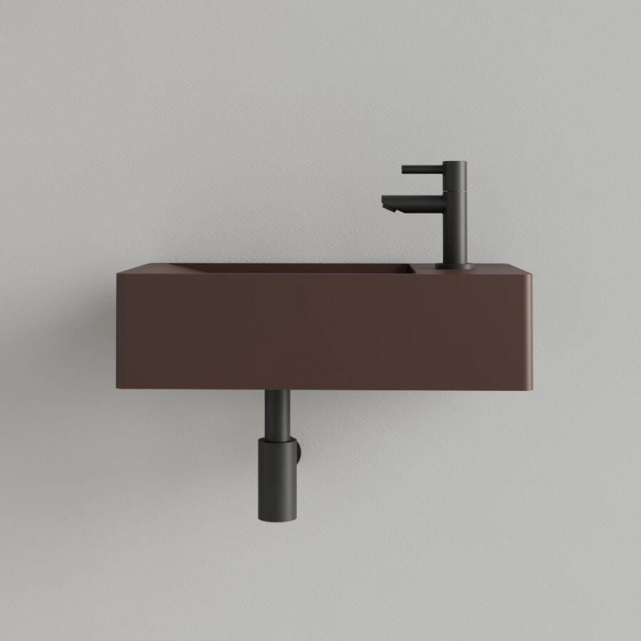 Gliss Design Fontein Freya Solid Marble 40x22x10 cm Met Kraangat Rechts Mat Choco Bruin - Foto 2