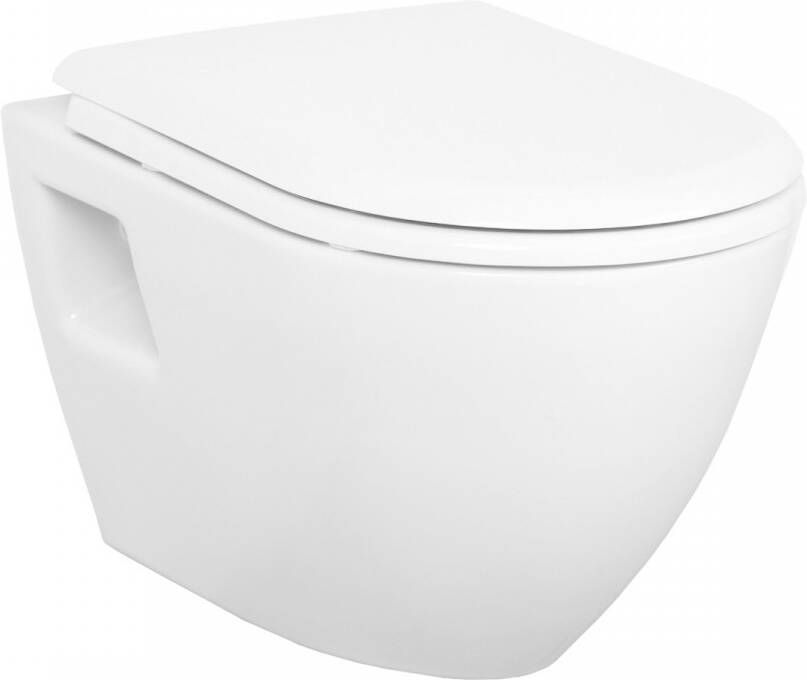 Creavit Toiletpot Hangend 35.5x49.8x40cm Wandcloset Keramiek Glans Wit Diepspoel Spoelrand met Bidet