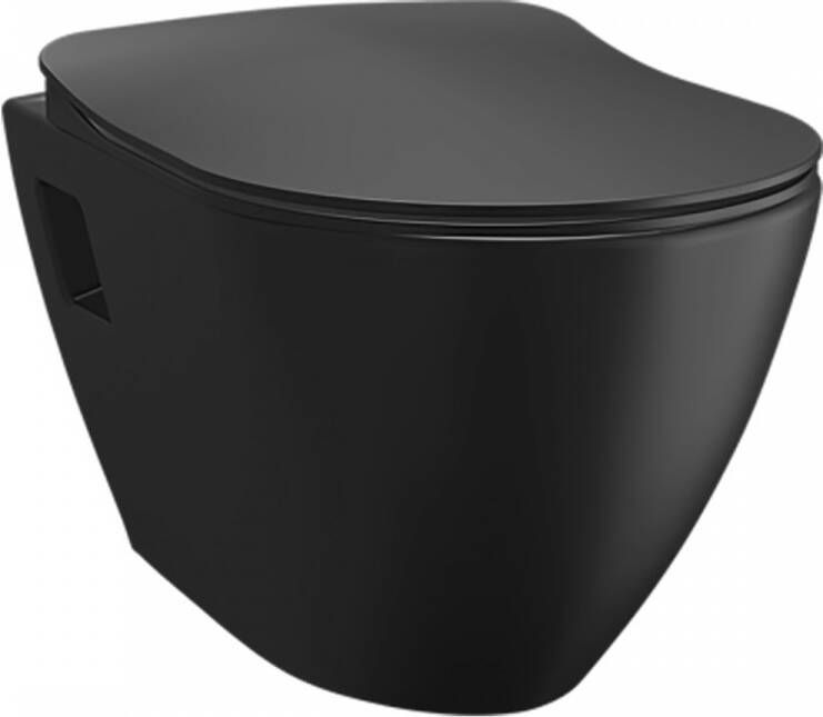 Creavit Design Hangend Toilet 35.3x50.2cm RVS Bidetsproeier mat zwart TP325-50SM00E-0005