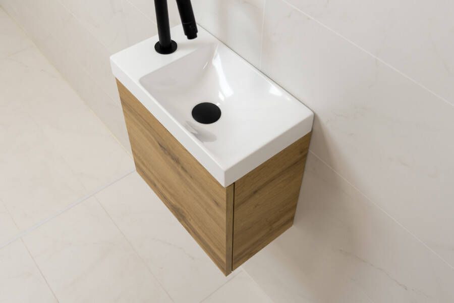 SaniGoods Minimo fontein met kraangat 40x22cm wit glans
