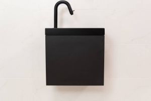 SaniGoods Minimo toiletmeubel 40cm mat zwart met mat zwarte fontein met kraangat