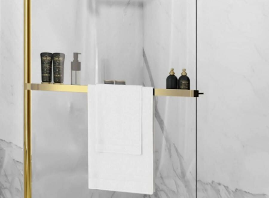 SaniGoods Obby inkortbaar handdoekrek planchet voor douchewand 120cm glans goud