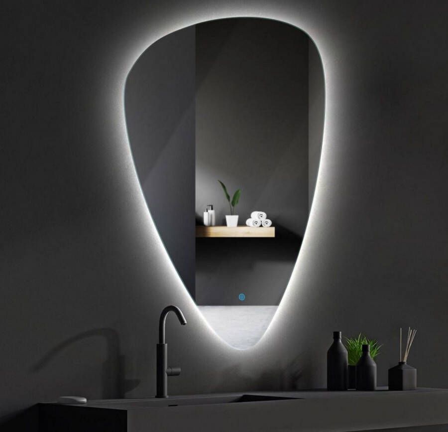 SaniGoods Ovaro organische spiegel met LED-verlichting met spiegelverwarming 60x80cm