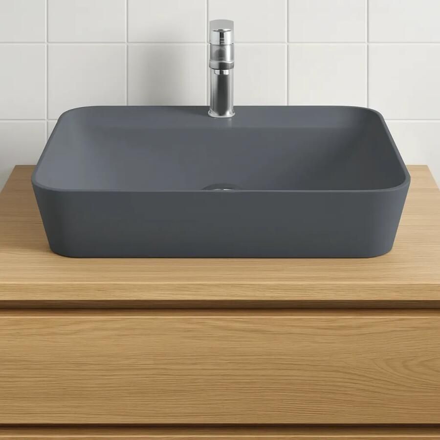 Creavit Ultra Keramische opbouw Wastafel 60X40CM mat basalt UL060-00BM00E-0000