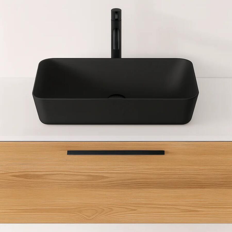 Creavit Ultra Keramische opbouw Wastafel 60X40CM mat zwart UL060-00SM00E-0000