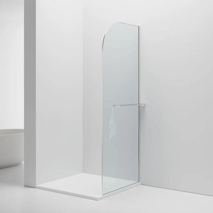 SaniGoods Curvea inloopdouche met handdoekhouder chroom 100x200cm