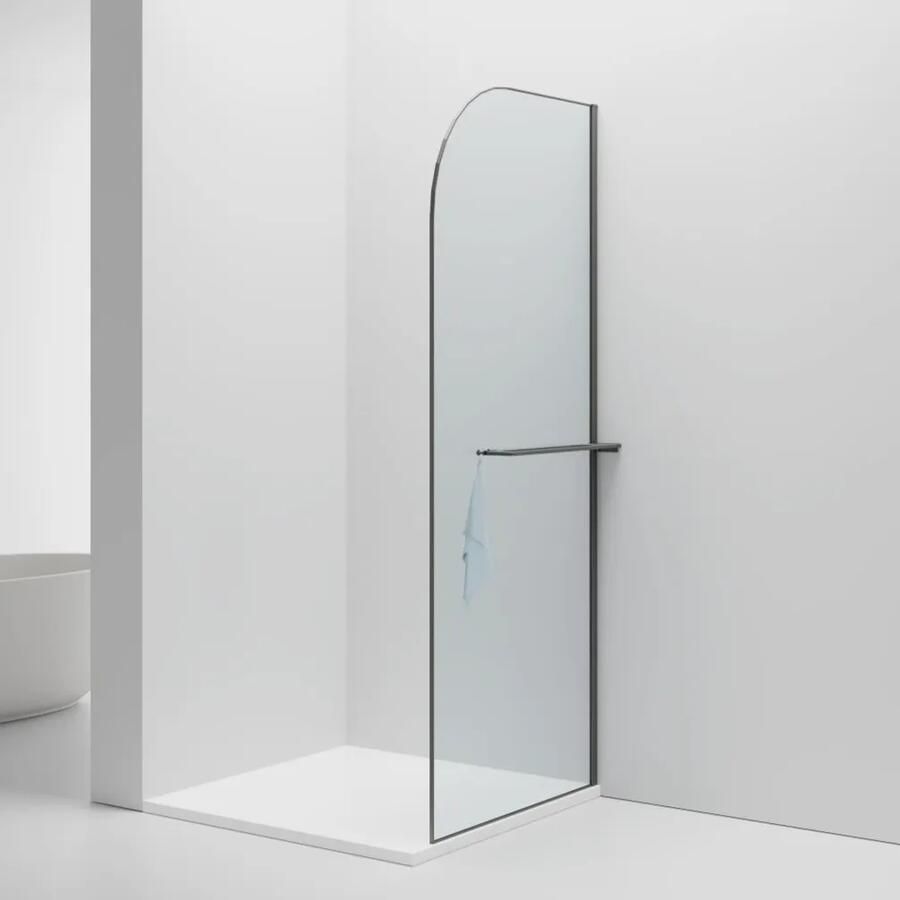 SaniGoods Curvea inloopdouche met handdoekhouder verouderd ijzer 100x200cm