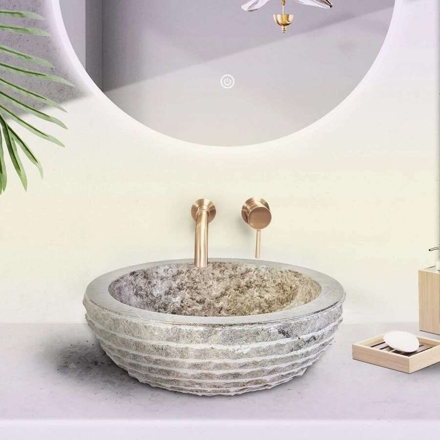 SaniGoods Eliza waskom rond 35x15cm grijs