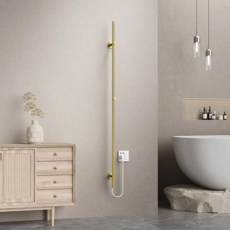 SaniGoods Lilia elektrische staafradiator 150cm goud geborsteld 60W