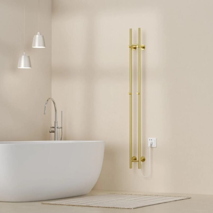 SaniGoods Lilia elektrische staafradiator dubbel 150cm goud geborsteld 120W