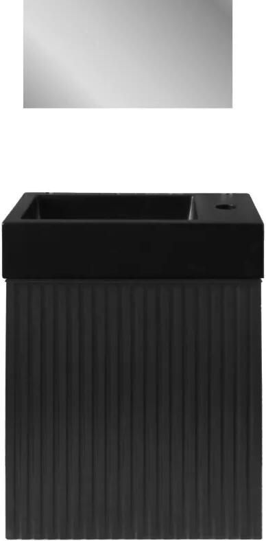 SaniGoods Mika toiletmeubel met ribbelfront 40x22.3x50cm zwart
