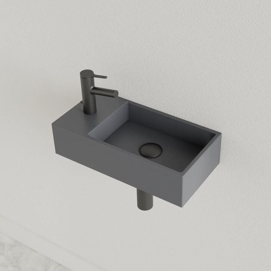 Gliss Design Fontein Nano 36x18x9 cm 1 Kraangat Links Leigrijs - Foto 2